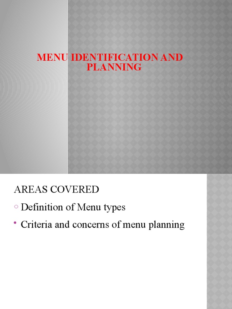 Menu Types and Planning Guide | PDF | Menu | Eating Behaviors Of Humans