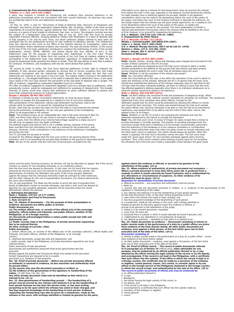 Villalon, Jr. v. IAC, 144 S 443 (1986) | PDF | Witness Impeachment