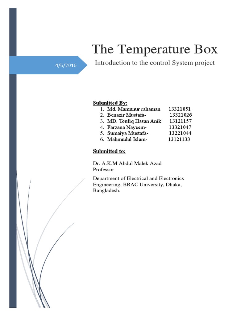 The Temperature Box: Introduction To The Control System Project | PDF ...