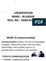 Presentation Name: M.Kashif ROLL NO: 18301516-021