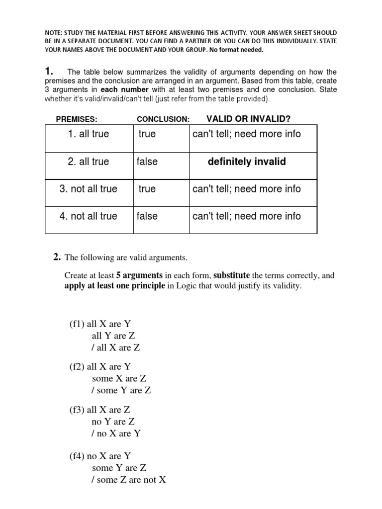 Logical Argument Validity Guide | PDF | Language Arts & Discipline ...
