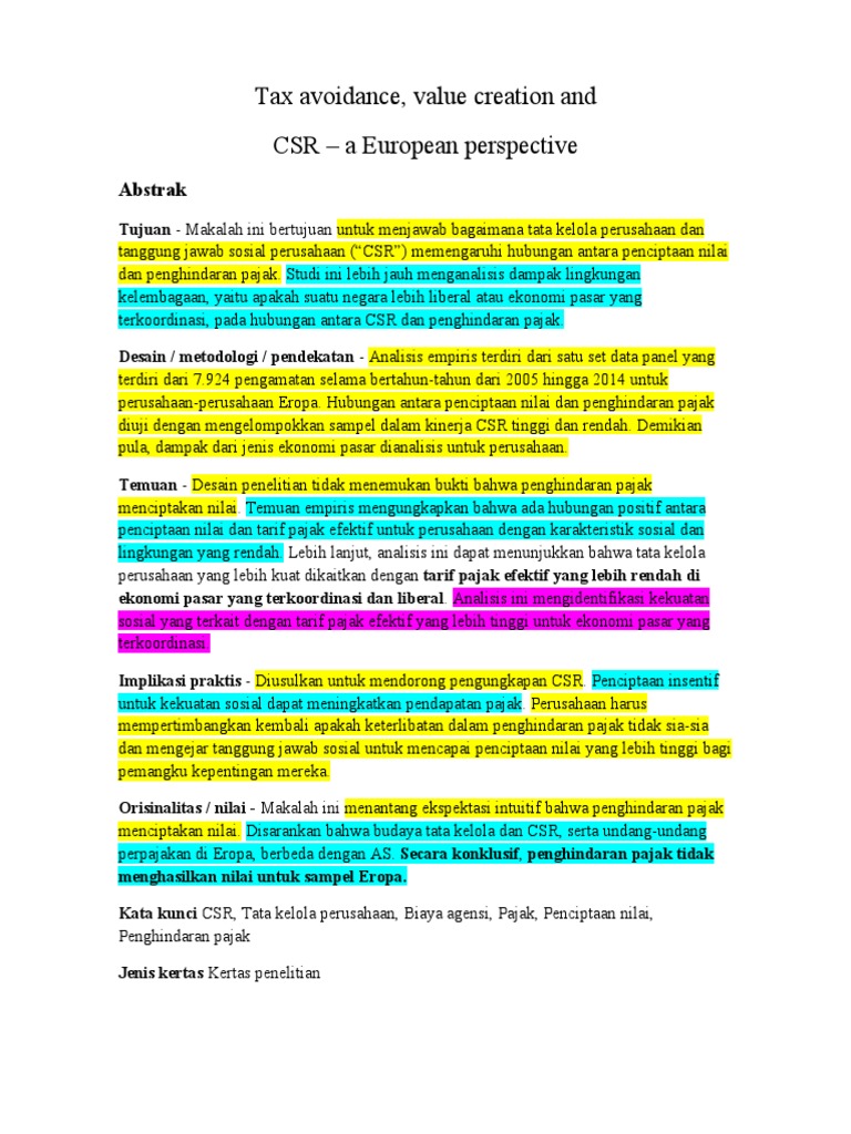 Tax Avoidance and CSR | PDF | Pengelolaan Keuangan & Uang