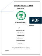 Barani Institute of Science Sahiwal: Assignment # 01