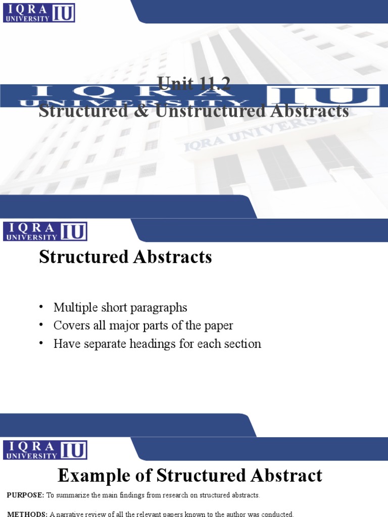 Unit 11. 2 Structured and Unstructured Abstracts PDF Abstract