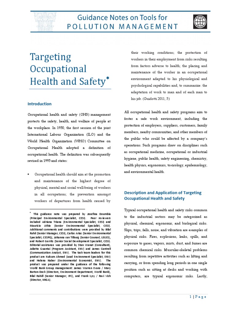 Occupational Health and Safety Guide | PDF | Occupational Safety And ...