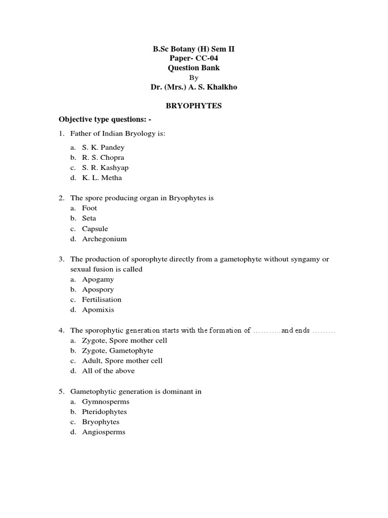 Important Botany Questions for Sem II | PDF | Plant Morphology | Botany