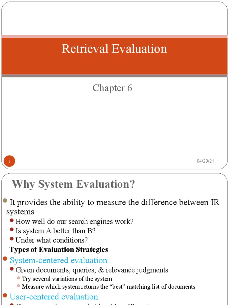 Retrieval Evaluation in IR Systems | PDF | Information Retrieval ...