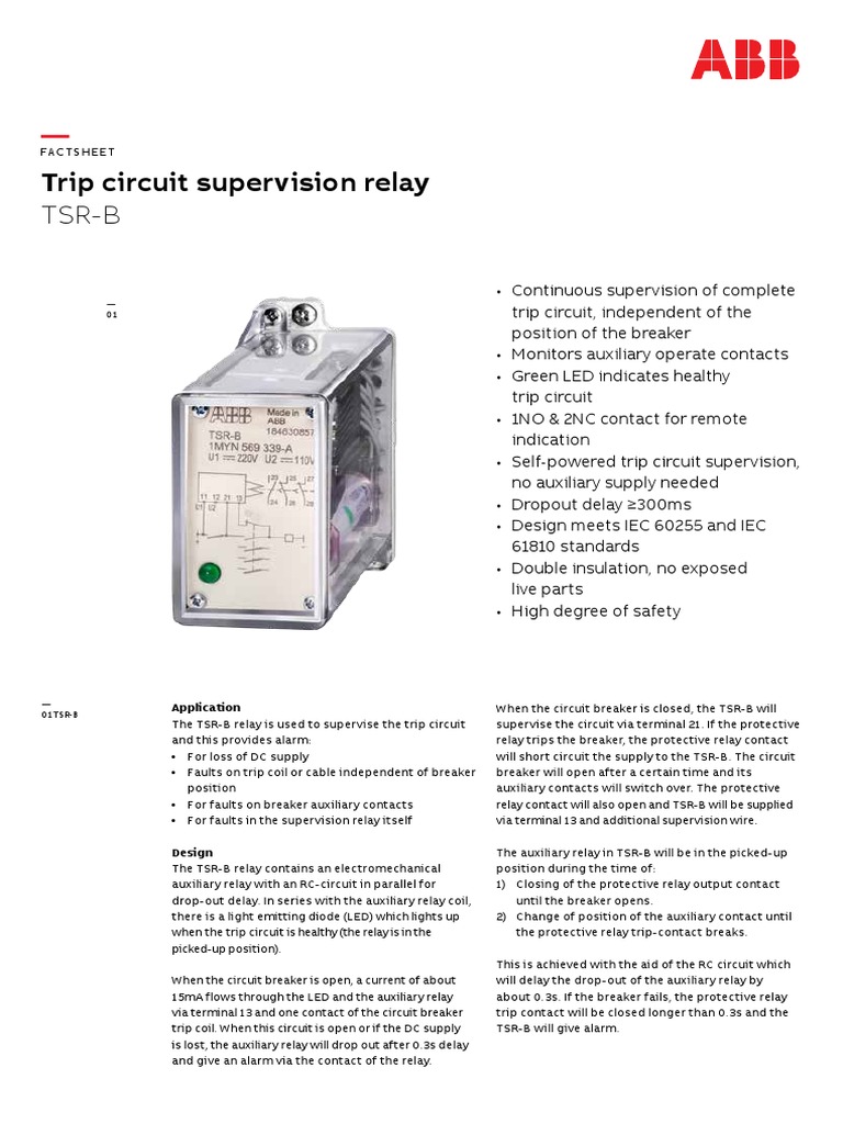 Product Guide Trip Circuit Supervision Relay TSRB PDF Relay