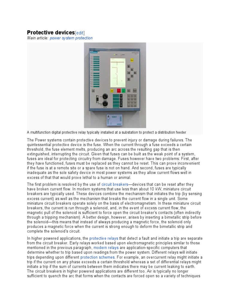 Protective Devices: Power System Protection | PDF | Relay | Fuse ...