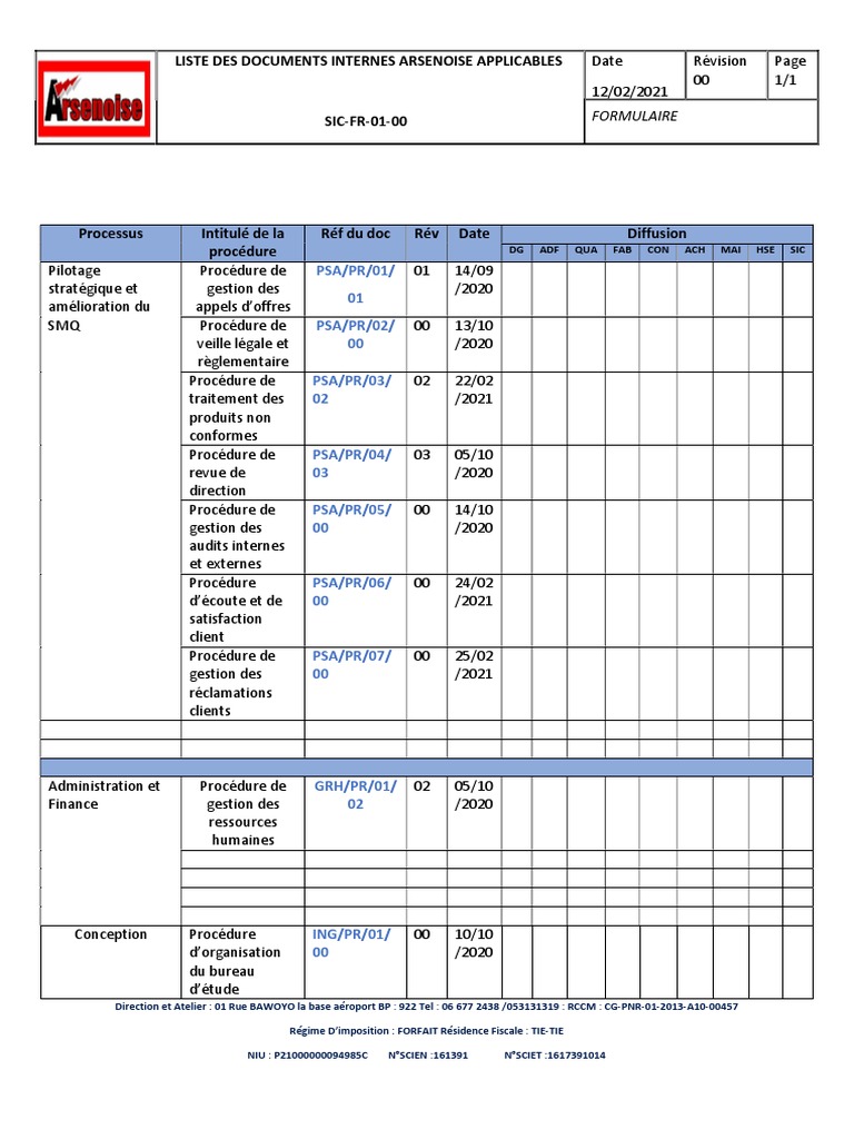 liste-des-documents-applicables-arsenoise-pdf-processus-d-affaires