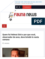 Quem Foi Helmut Sick e Por Que Você, Observador de Aves, Deve Brindá-lo Nesta Semana Fauna News