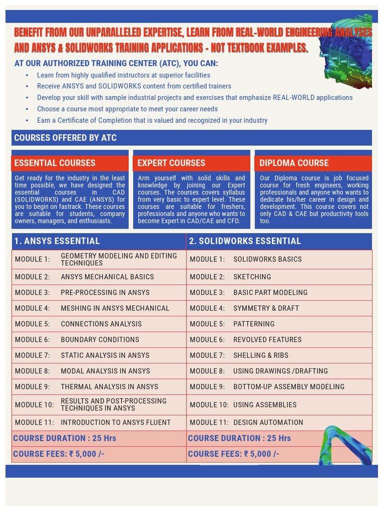 ANSYS and SolidWorks Training Courses | PDF | Engineering