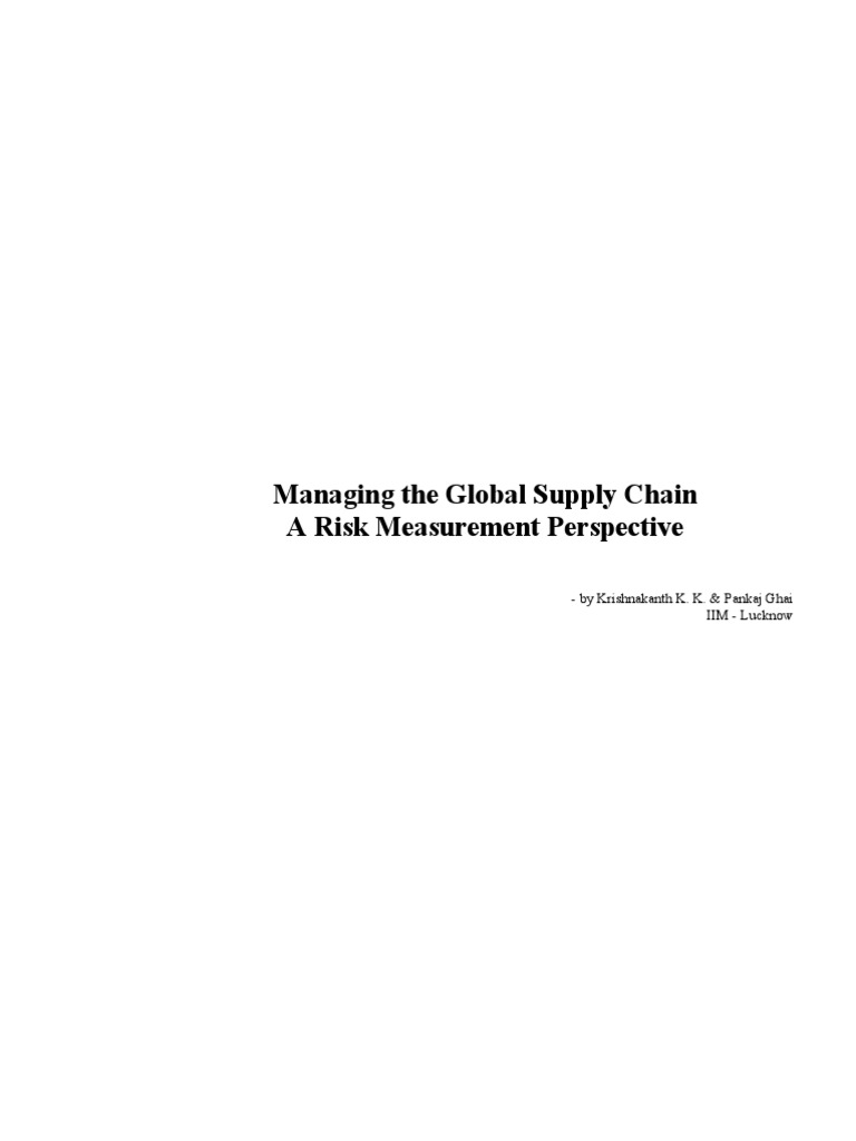 Managing The Global Supply Chain | PDF | Supply Chain | Risk Management