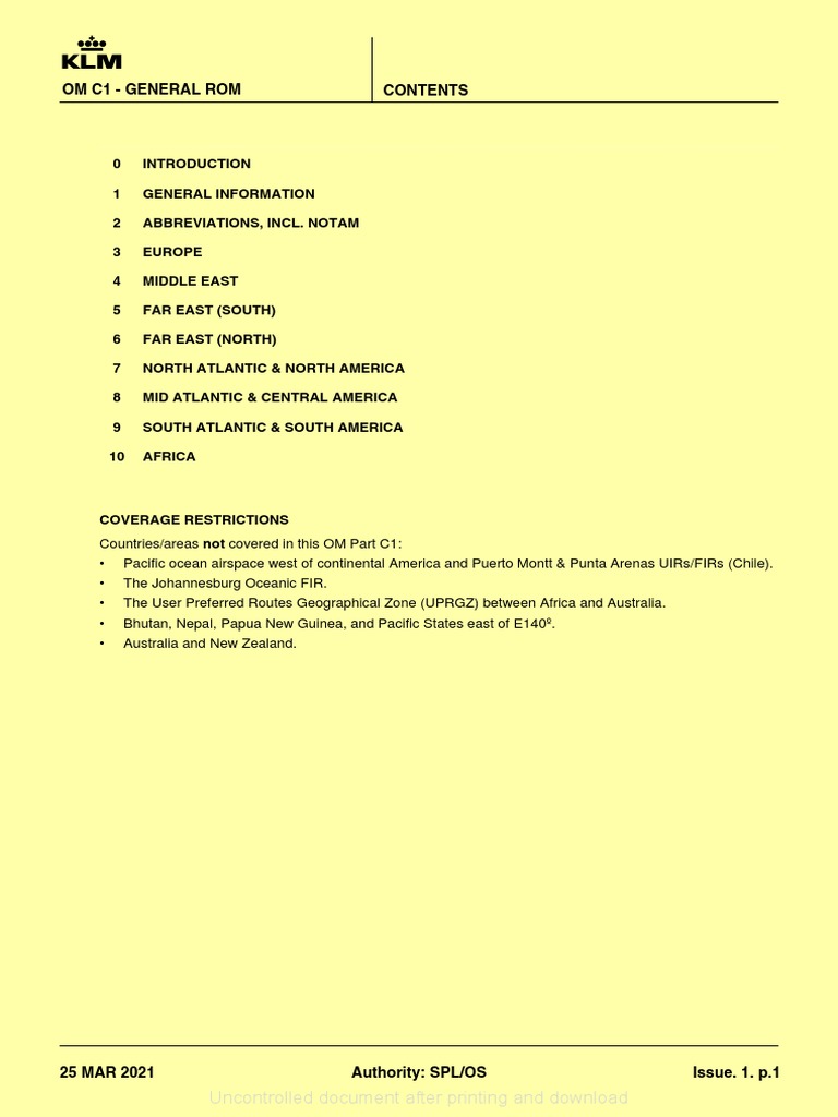 Klm Om C Briefing Pdf Aviation Transport