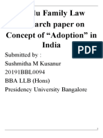 Hindu Family Law Research Paper On Concept of "Adoption" in India