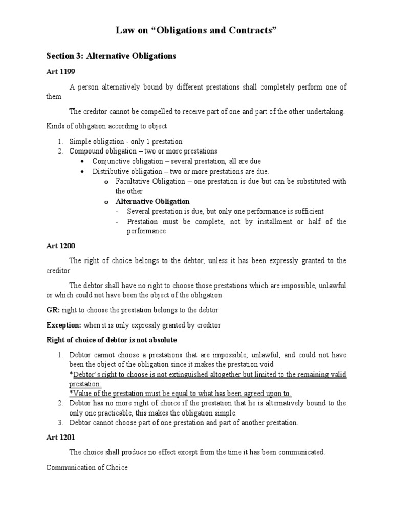 Obligations and Contracts (Chapter 3 Sec 3) | PDF | Law Of Obligations ...