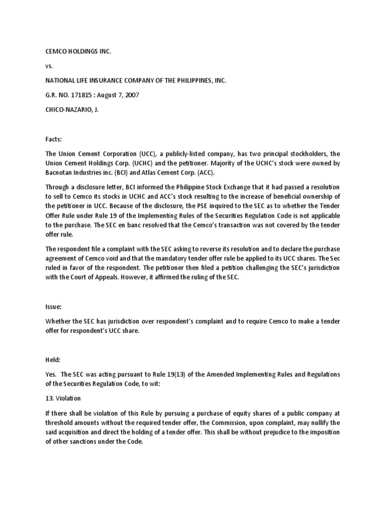 Case6 CEMCO HOLDINGS INC Vs NATIONAL LIFE INSURANCE PDF