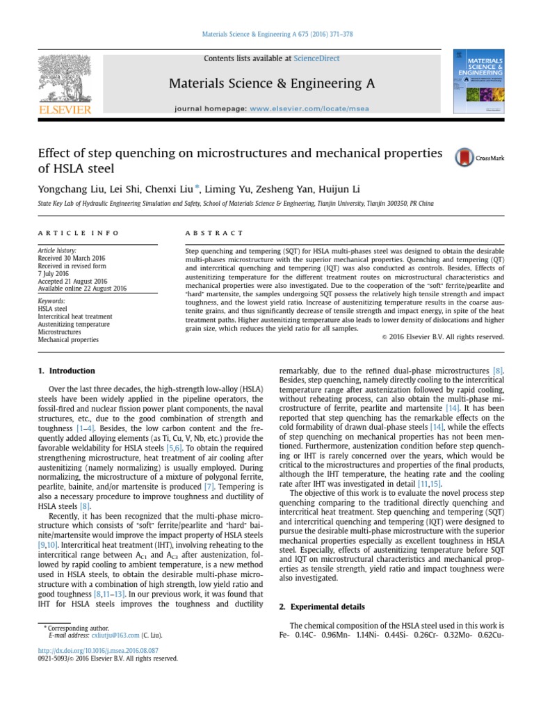 Effect of Step Quenching On Microstructures and M 2016 Materials