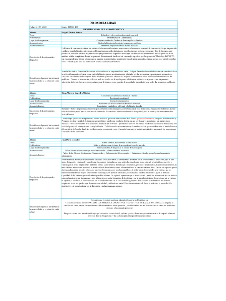Consolidacion Identificación de La Problemática Individual | PDF ...