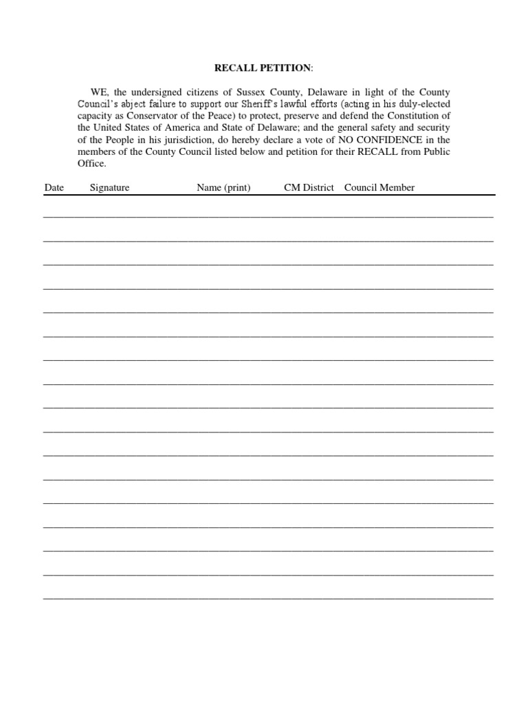 Sussex County Council Recall Petition | PDF