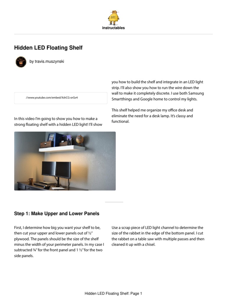 DIY Hidden LED Floating Shelf Guide | PDF | Wall | Screw
