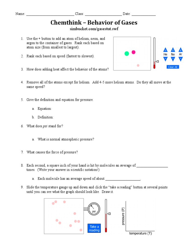 Chemthink Gas Laws Tutorial PDF