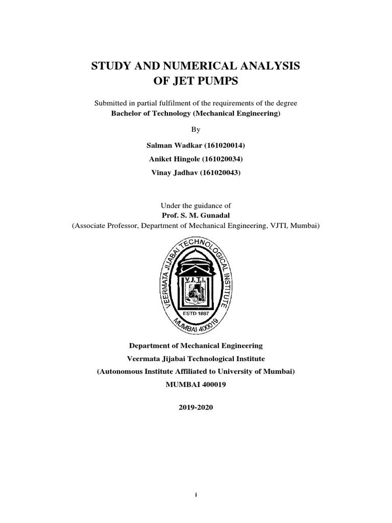 Study and Numerical Analysis of Jet Pumps | PDF | Fluid Mechanics | Pump