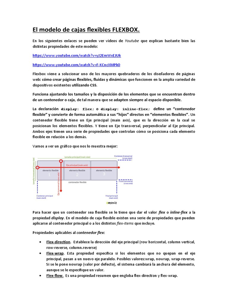 Propiedades del modelo Flexbox | PDF | Eje | Informática