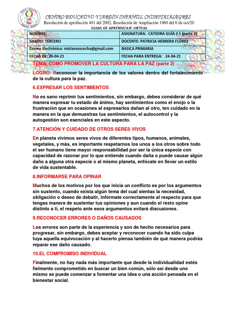 Como Promover La Cultura para La Paz (Parte 2) | PDF | Educación de la ...