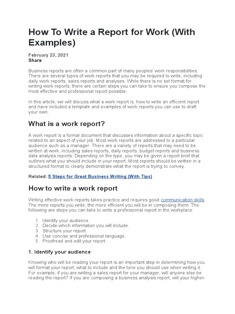 How To Write A Report For Work (With Examples) | PDF | Data Analysis ...