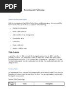 Formating and Partitioning: Disk Labels