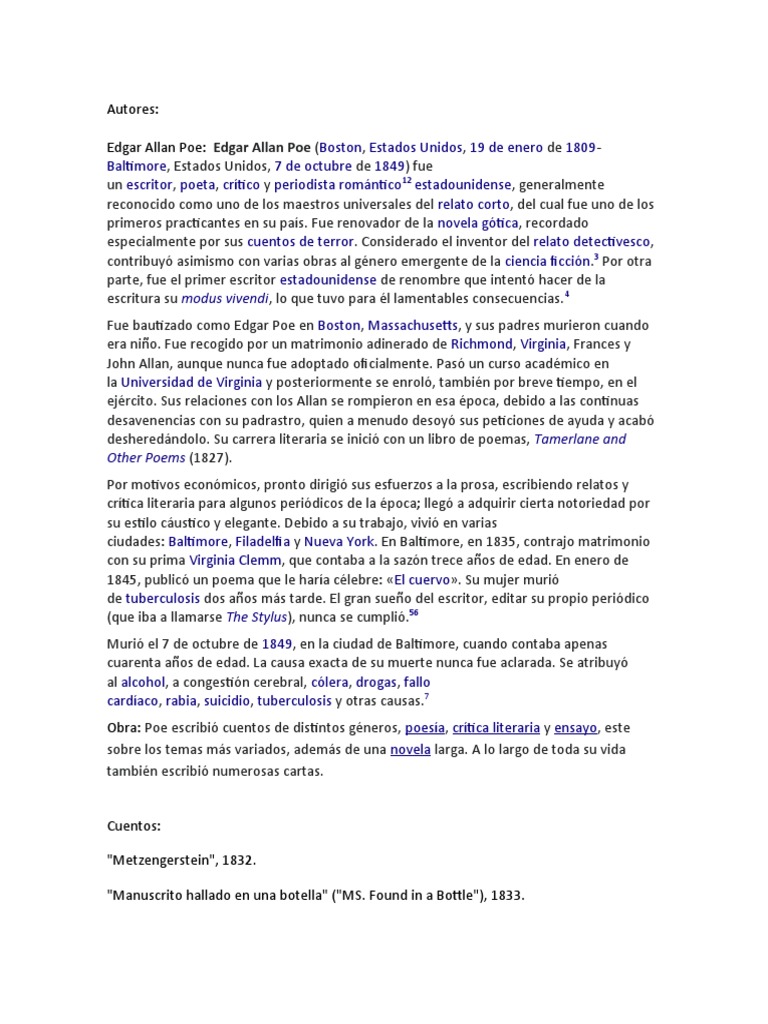 Maestros del Terror: Poe y Quiroga | PDF | Edgar Allan Poe | Gabriel ...