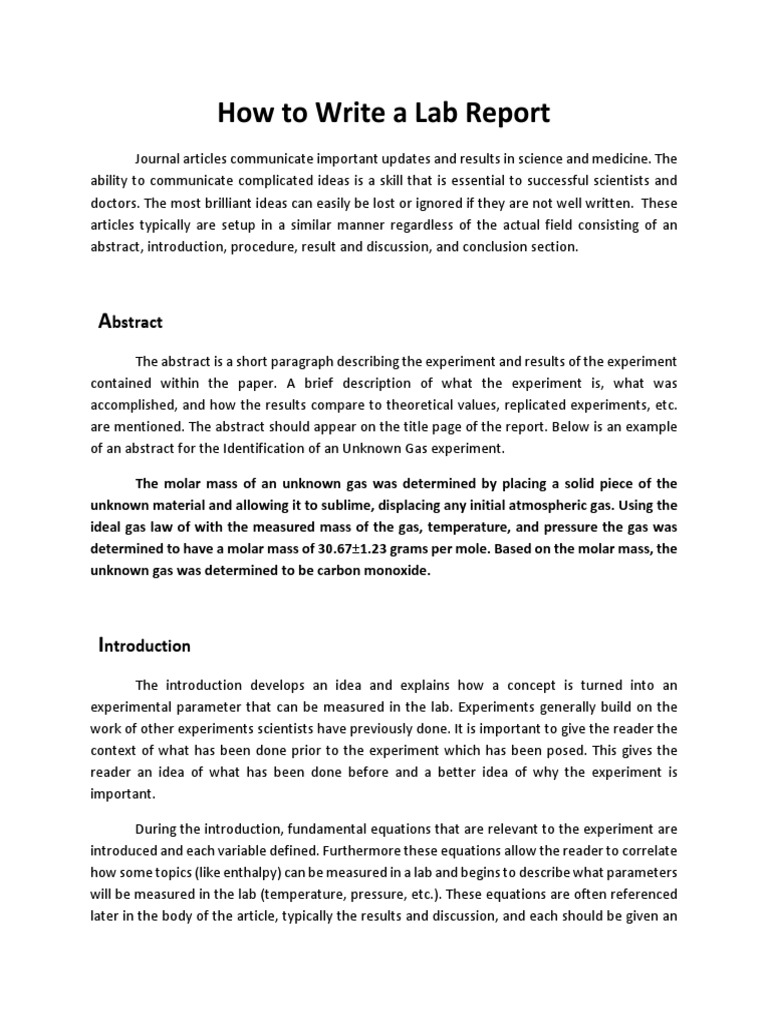 How To Write A Lab Report | PDF | Gases | Experiment
