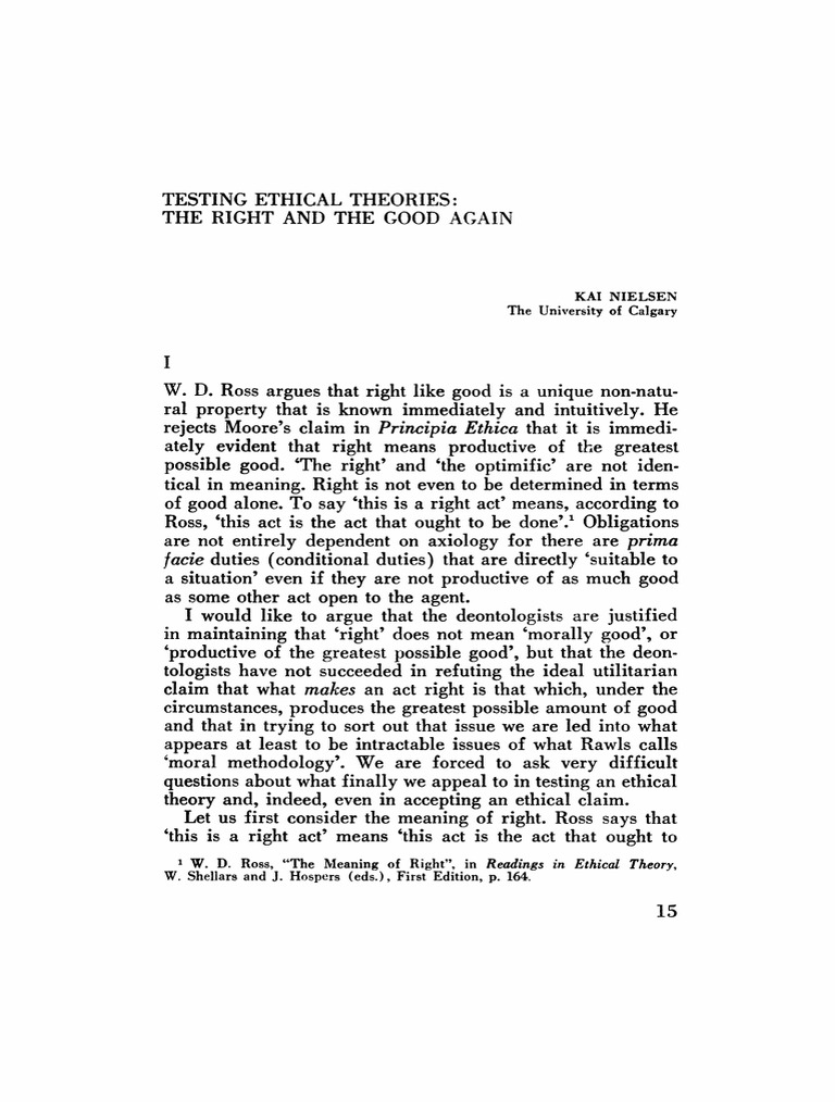 Ethical Theories: Right vs. Good | PDF | Utilitarianism | Happiness