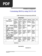 Calculating BMI by Using MATLAB: A Solution To Assignment 1