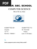 Rps Sr. Sec. School Computer Science: Practical File