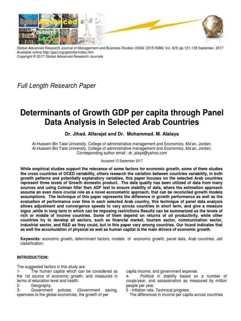 Economic Growth Factors in Arab Countries | PDF | Phillips Curve ...
