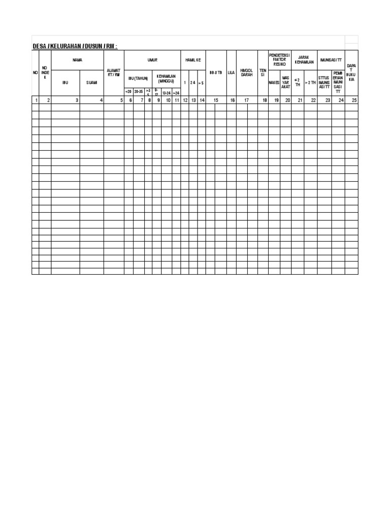 Format Register Kohort Ibu Hamil | PDF