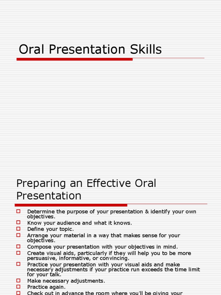 oral presentation skills notes