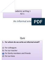 Academic Writing 1 A2-1 Academic Writing 1 A2-1: An Informal Email