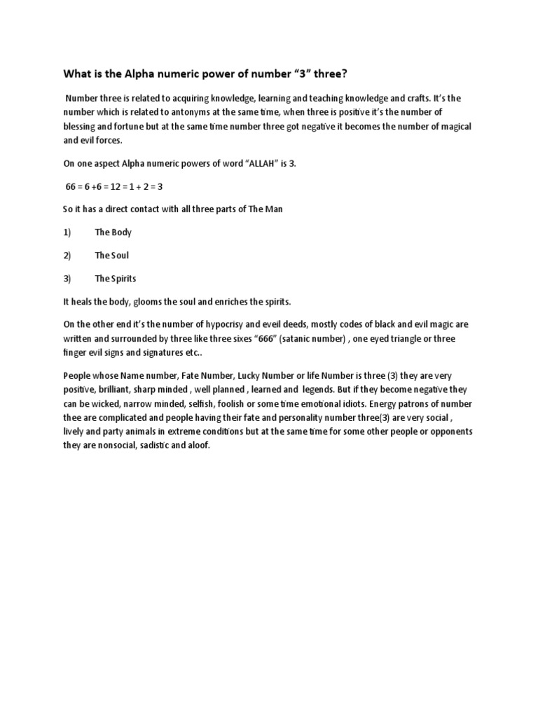 What Is The Alpha Numeric Power of Number 3 | PDF | Self-Improvement ...