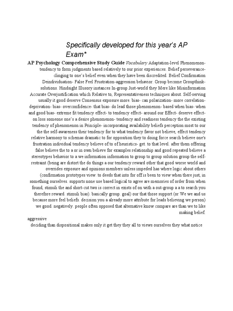 Specifically Developed For This Year's AP Exam : AP Psychology 
