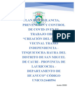 PLAN PARA LA VIGILANCIA, PREVENCIÓN Y CONTROL FRENTE AL COVID-19