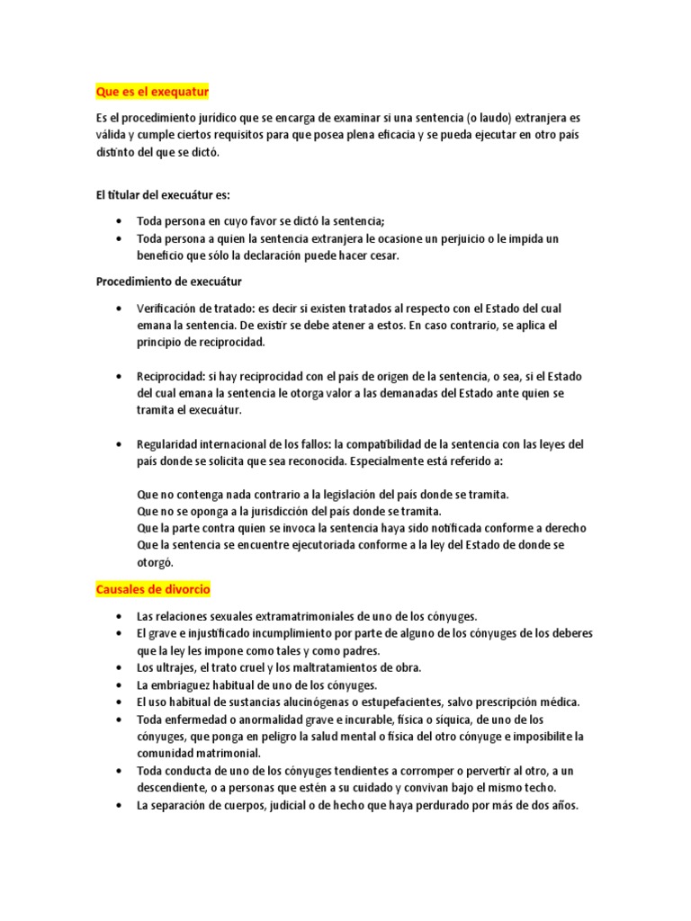 Procedimiento de Exequatur en Derecho | PDF | Sentencia (ley) | Divorcio