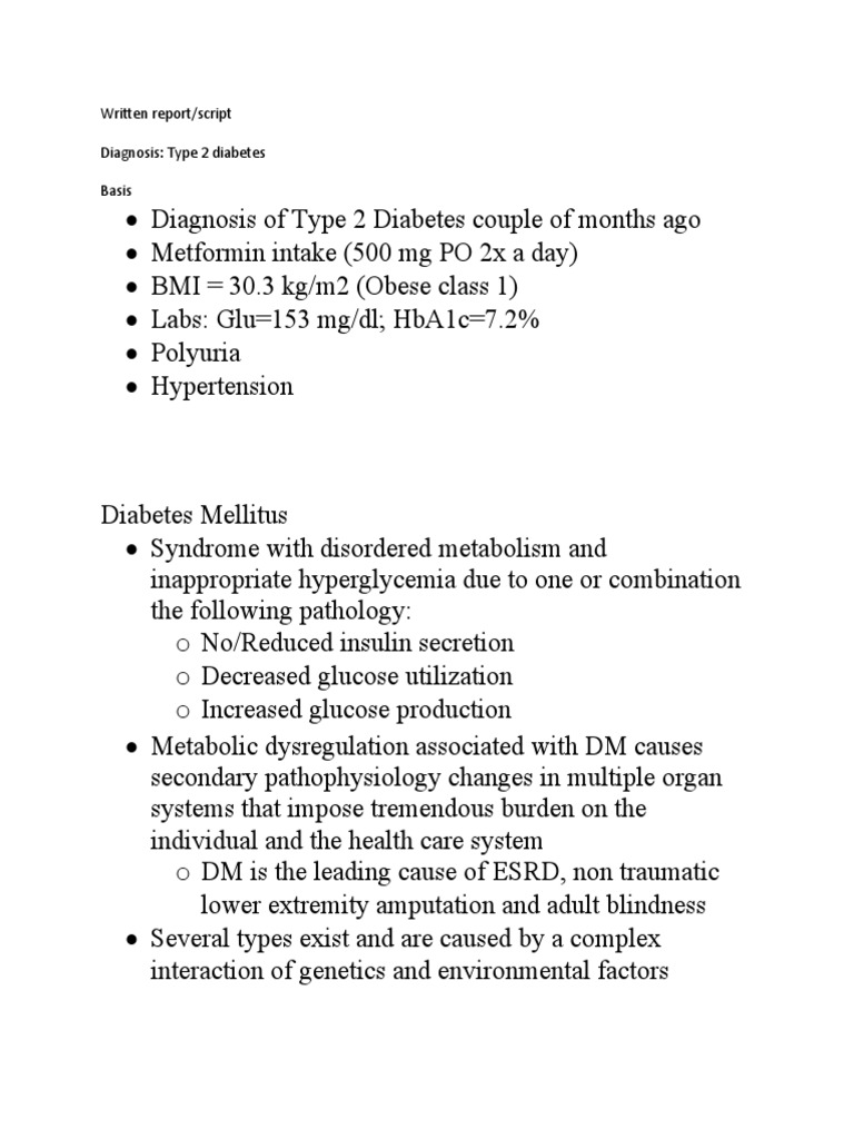 Type 2 Diabetes Diagnosis Overview | PDF | Hyperglycemia | Glycated ...