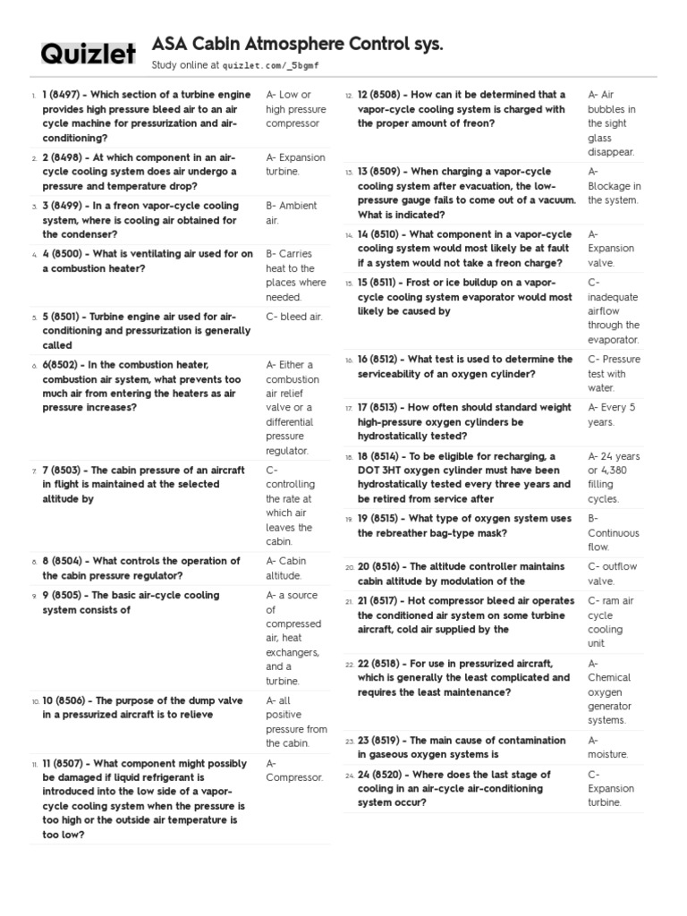 ASA Cabin Atmosphere Control Sys PDF Air Conditioning Phases Of