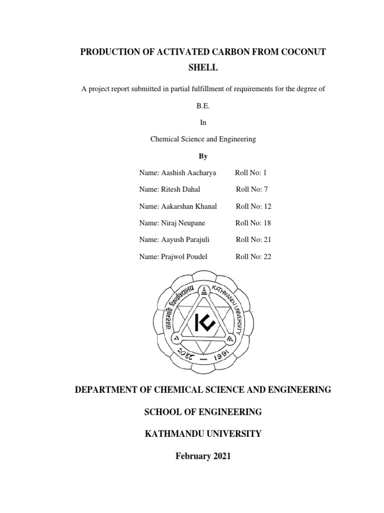 Production of Activated Carbon From Coconut Shell | PDF | Pyrolysis ...