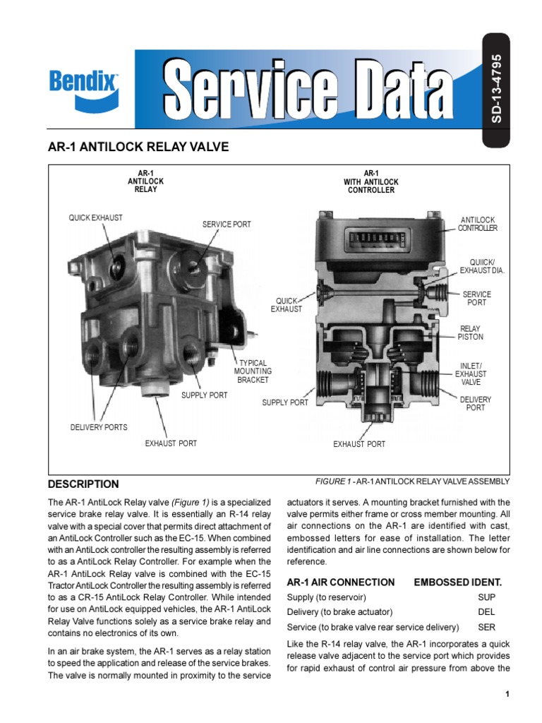 AR1 Antilock Relay Valve (SD134795) PDF Anti Lock Braking System Valve