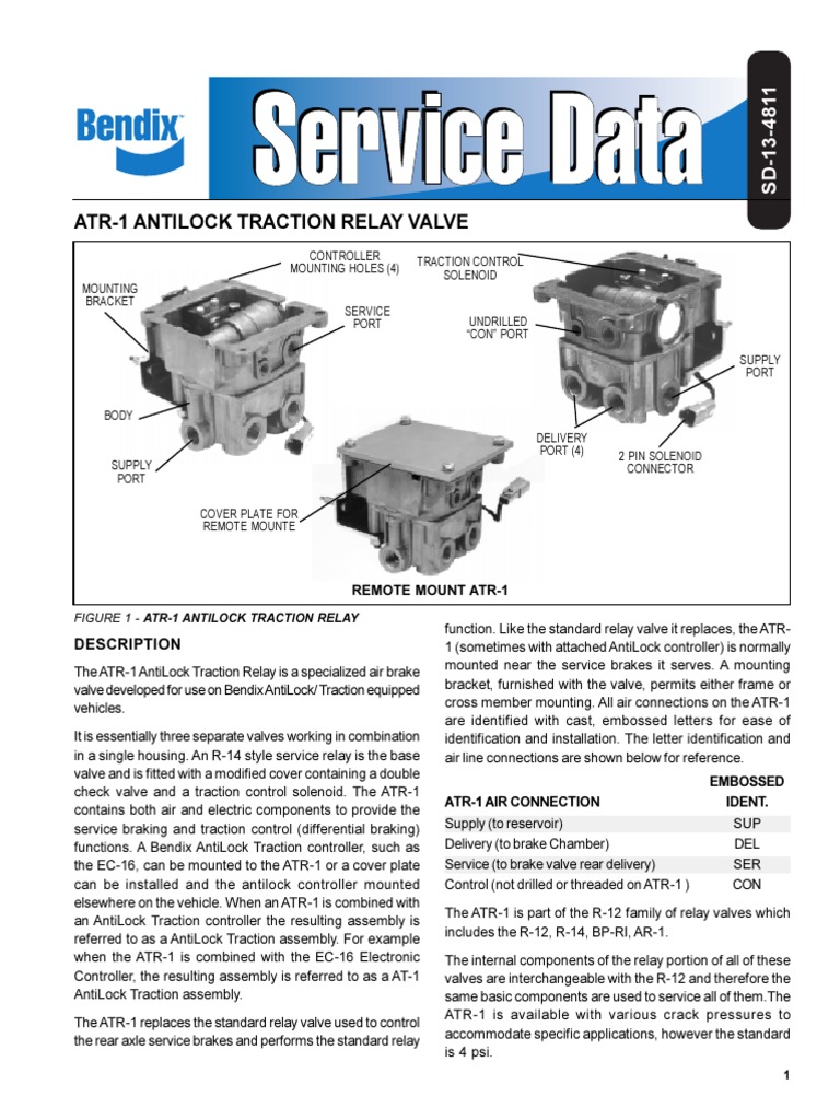 ATR1 Antilock Traction Relay Valve (SD134811) PDF Anti Lock Braking System Valve