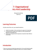 GLDR5113 - Managerial Leadership - Unit 7 - Organisational Dynamics and Leadership
